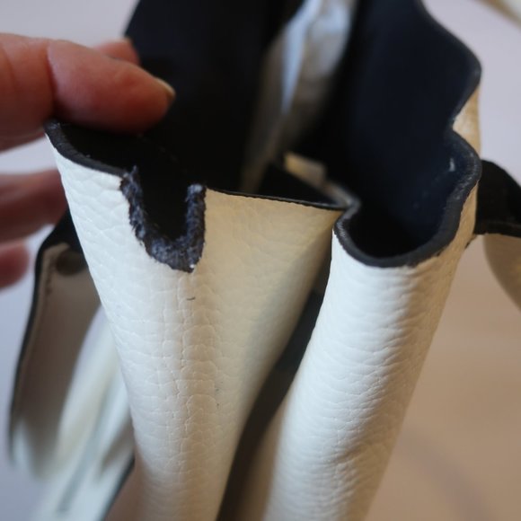 *NWD Womens J.Crew Borge Garveri White Pebbled Leather Tote Handbag - Picture 10 of 14